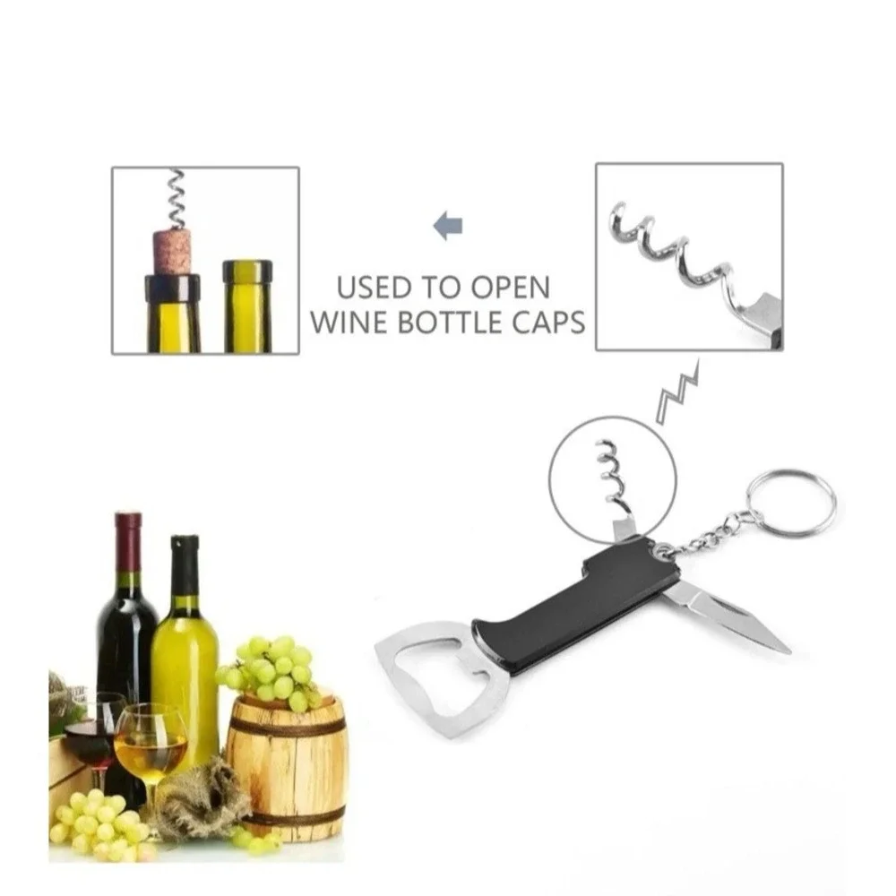 5 Pcs Foldable 3-in-1 Utility Key Chain Knife Bottle Opener for‎ Bottles & Wine